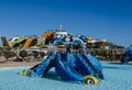 Water park, hill for children in the form of a sea monster